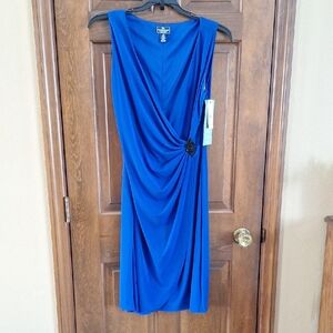 American Living Royal Blue Sleeveless Draped Cocktail Dress
